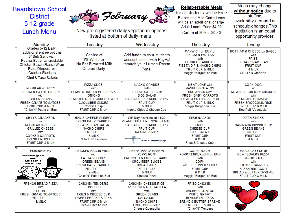 Beardstown CUSD 15 Lunch Menus